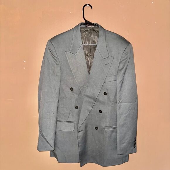 JT Beckett Men's Gray Double Breasted Blazer Sport Coat Jacket Size 41R - Picture 4 of 9